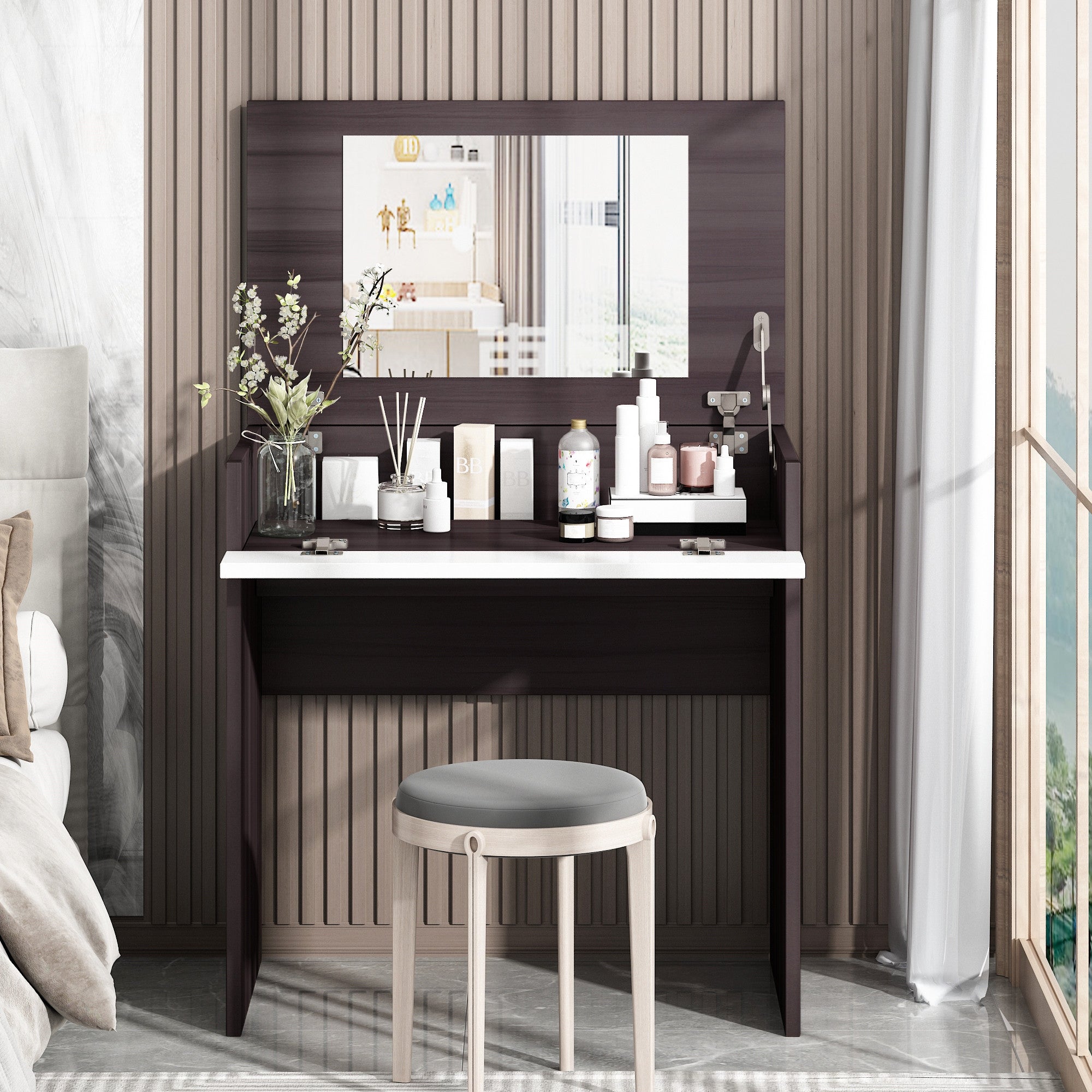 Vanity Make-up Dressing Table with Flip up Mirror - - 35545943 - Mycitystee