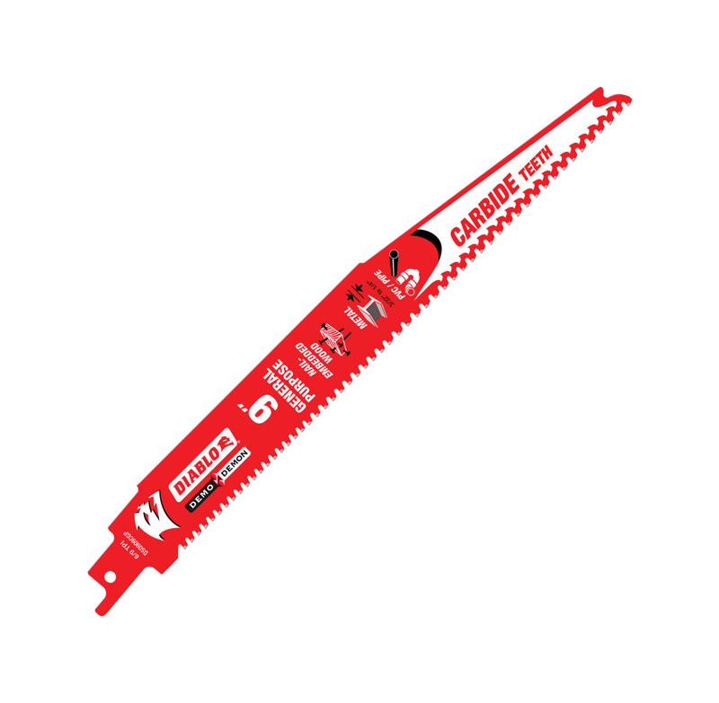 Diablo Demo Demon 9 in. Carbide Tipped Reciprocating Saw Blade 6/9 TPI 1 pk - Mycitystee