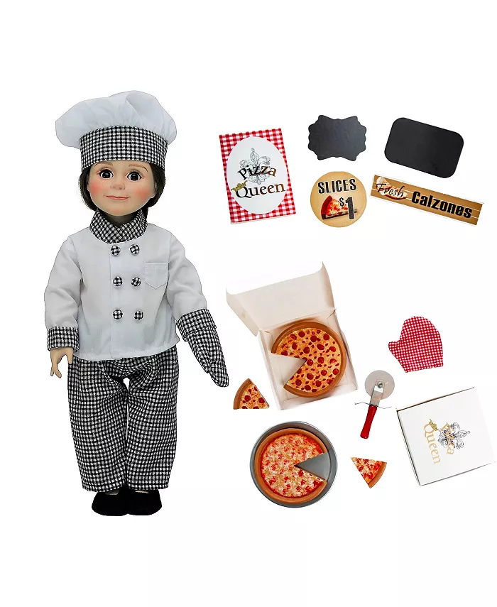 The Queen's Treasures 18 Inch Doll 20 Piece Pizza Parlor Accessory Play Set with Pizza Shop Signs and 6 Pc Chef Outfit with Shoes， Hat， Coat， and Oven - Mycitystee