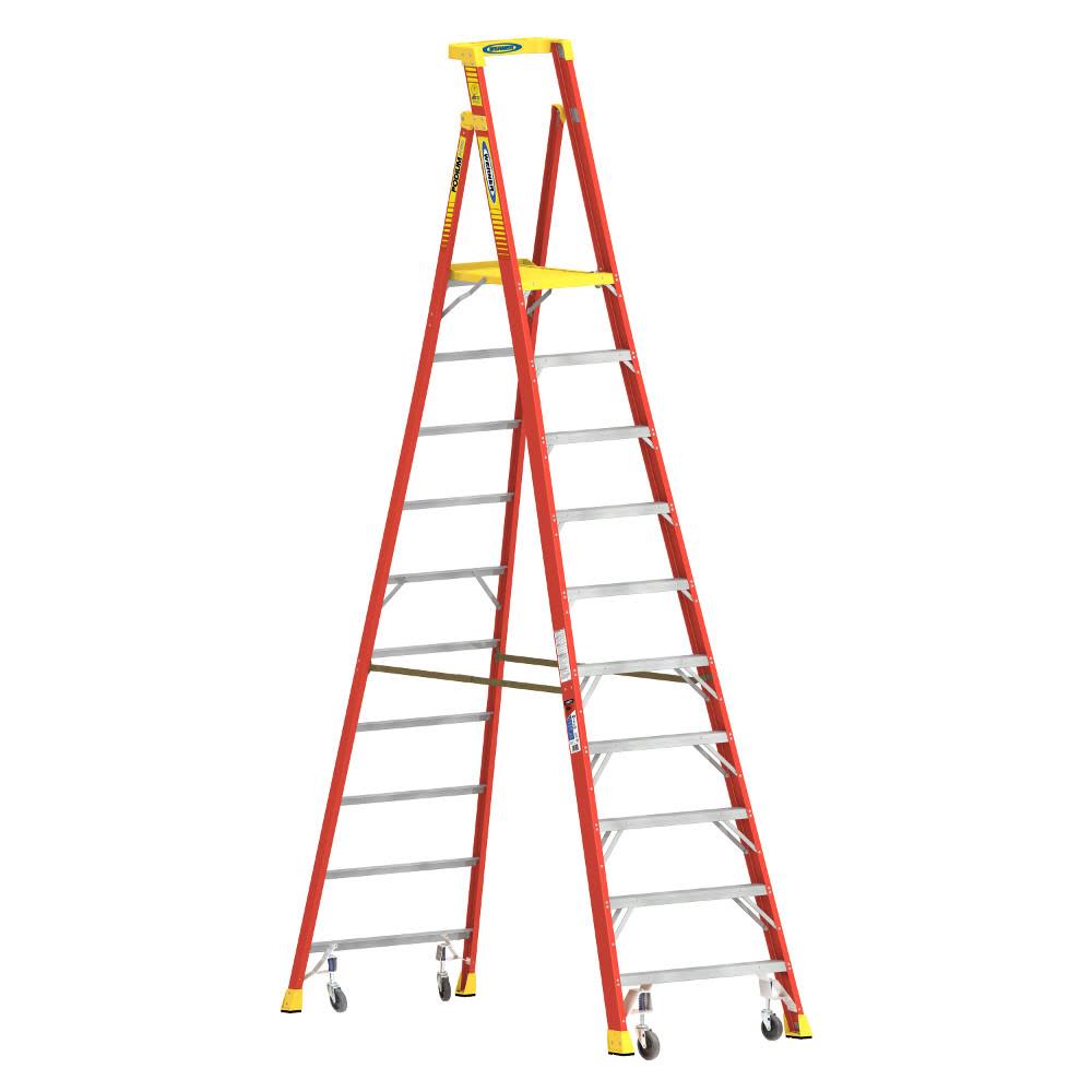 Podium 10-ft Fiberglass 300-lb Type IA Platform Ladder - Mycitystee