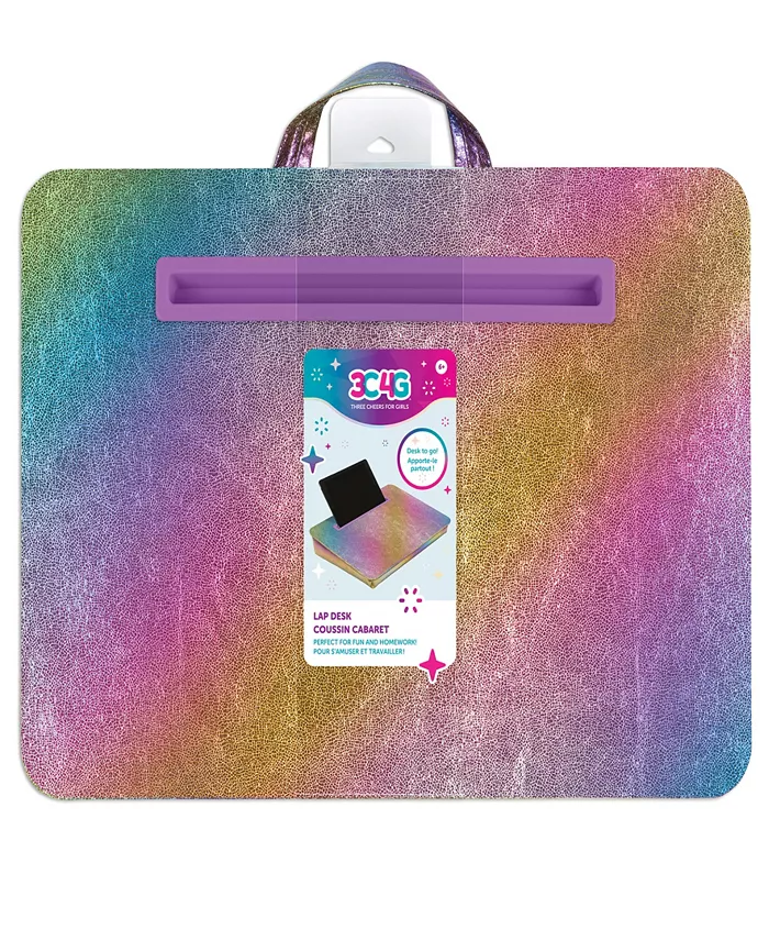 Three Cheers For Girls 3C4G Cosmic Rainbow Lap Desk Make It Real， Tweens Girls， Portable Lap Pillow Desk W  Handle， Versatile Media Slot - 12