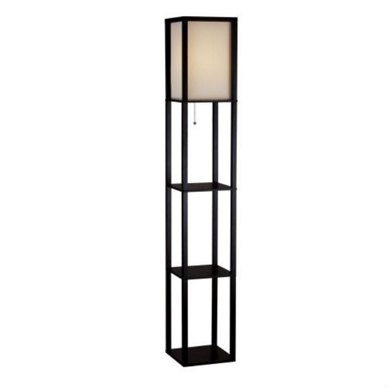 63-inch Black Modern Floor Lamp with Silk Shade - 10.2 x 10.2 x 63 inches - Mycitystee