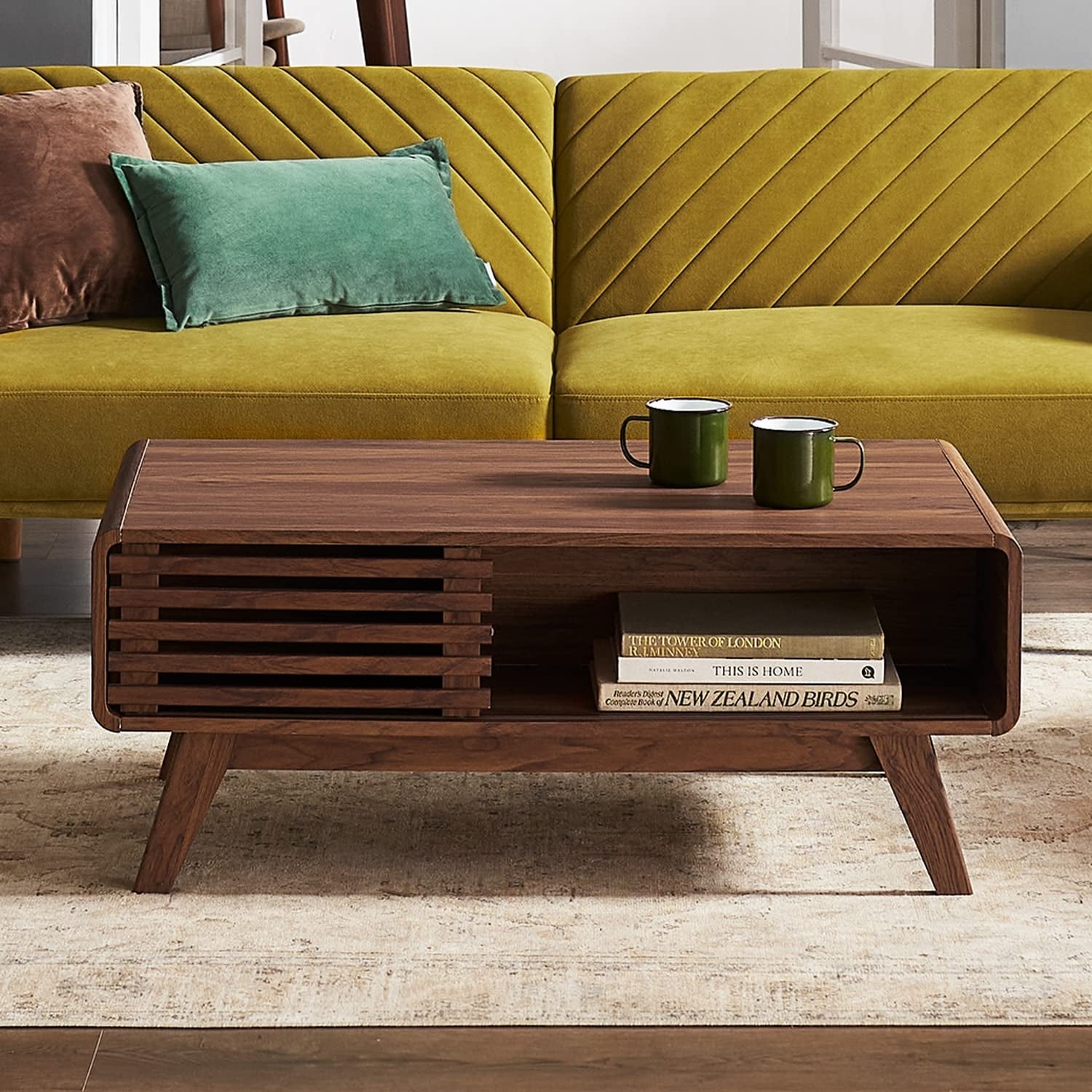 Mopio Ensley Mid-Century Modern Coffee Table with dual side storage， Centerpiece for your living room - Mycitystee