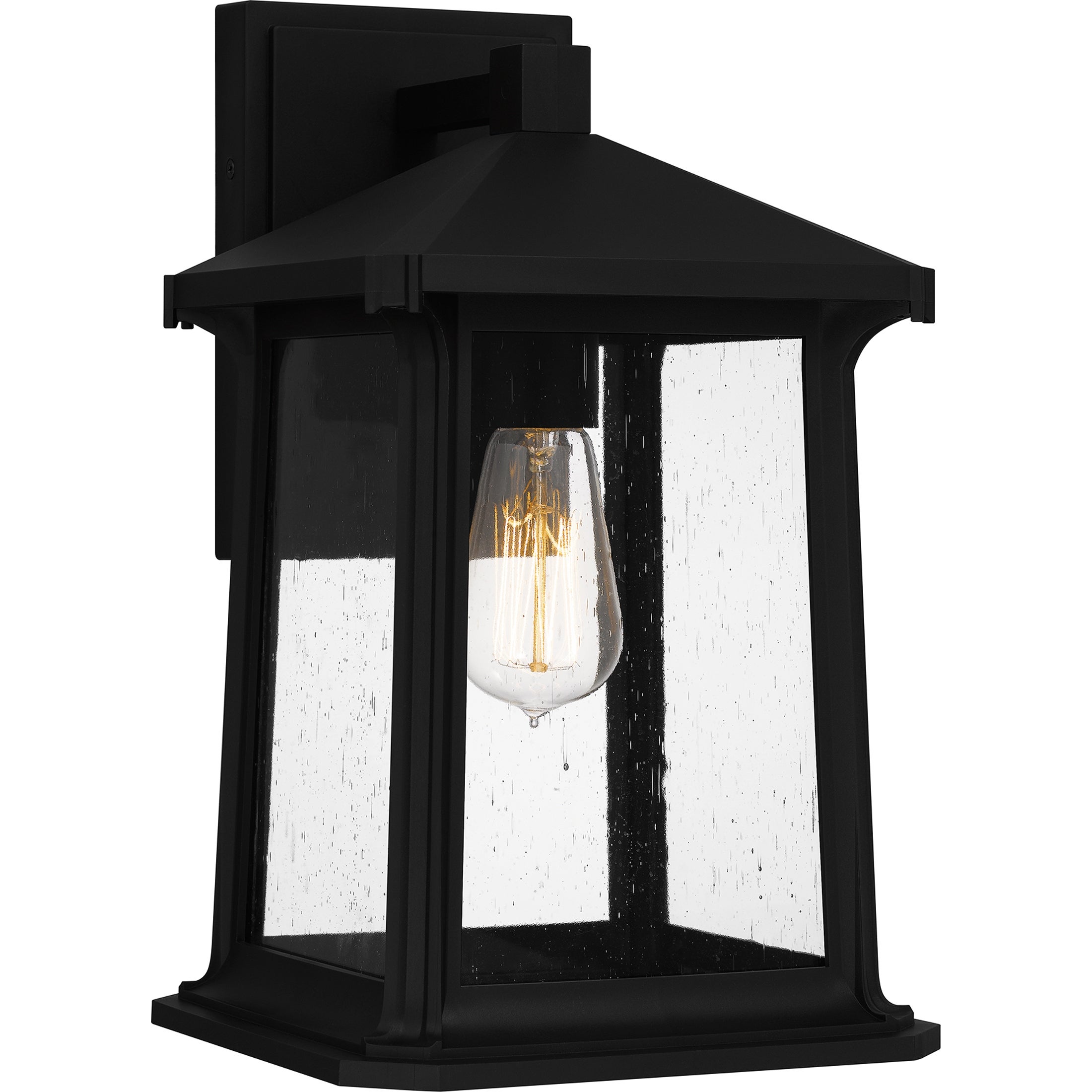 Satterfield 1-Light Matte Black Outdoor Wall Lantern|Black - Mycitystee