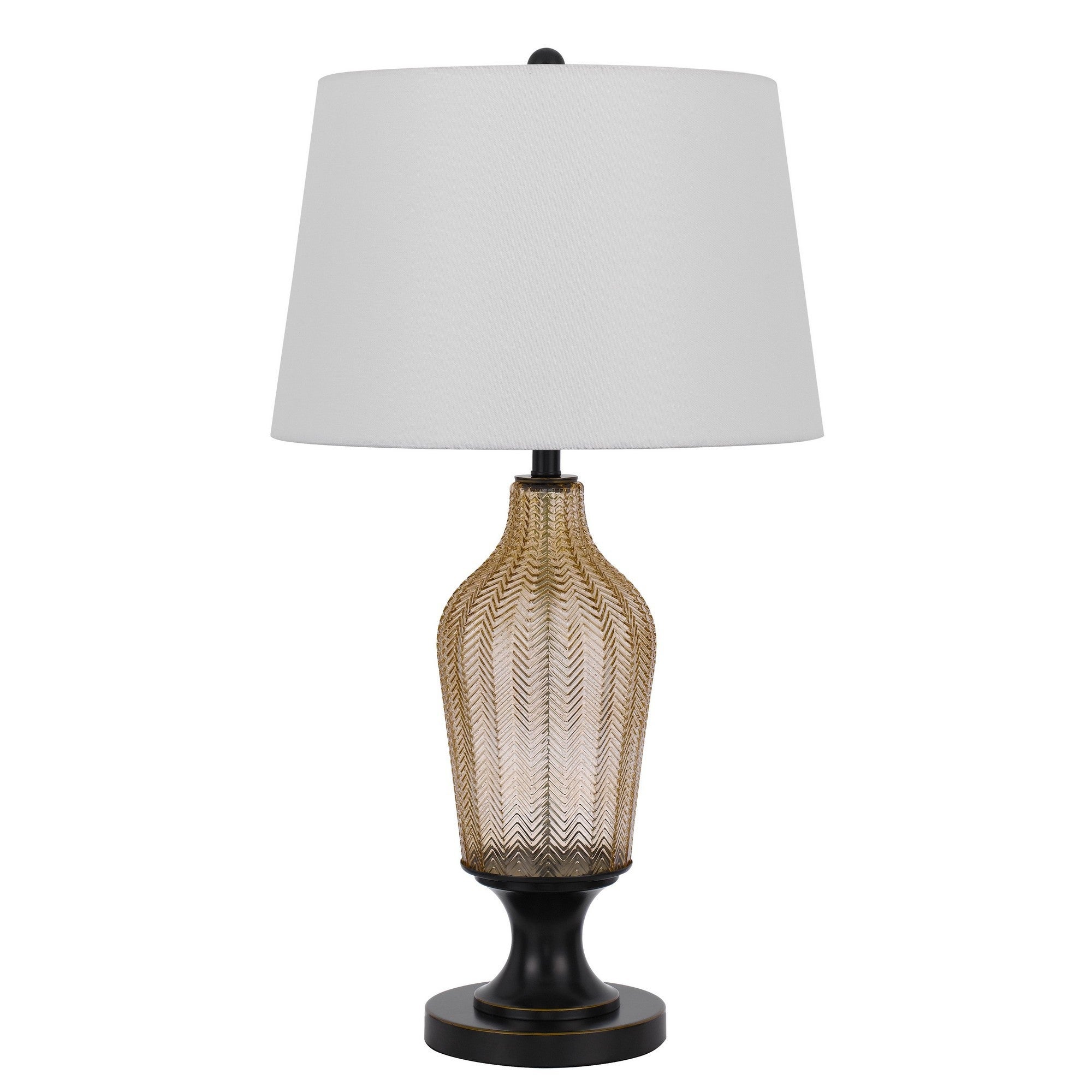 31 Inch Modern Table Lamp， Smoked Glass Body， Metal Base， Dark Bronze - Mycitystee