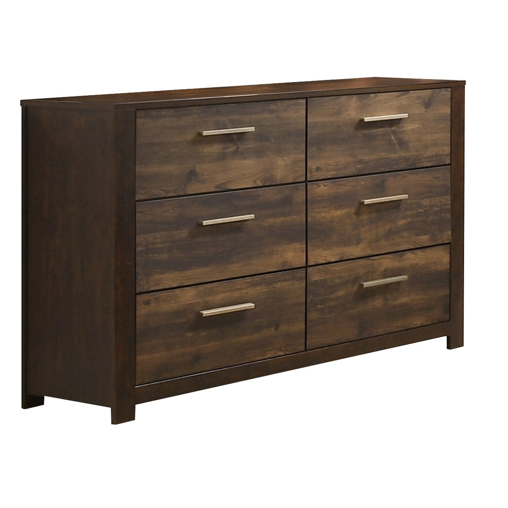 58 Inches 6 Drawer Wooden Dresser with Grains， Rustic Brown - - 32500096 - Mycitystee