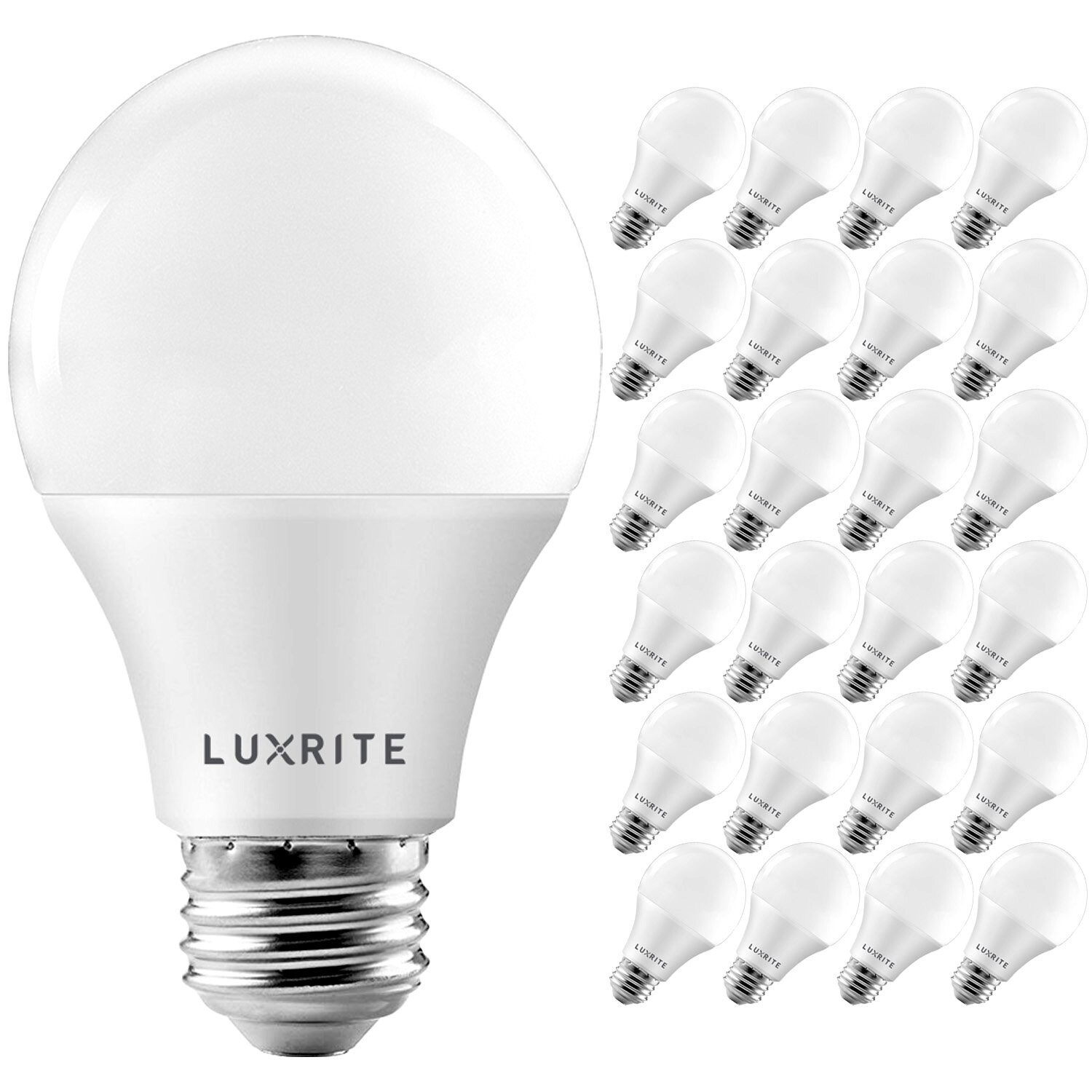 Luxrite A19 LED Light Bulb 60W Equivalent 3500K 800 Lumens Dimmable 9W Enclosed Fixture Rated E26 Base 24 Pack - Mycitystee