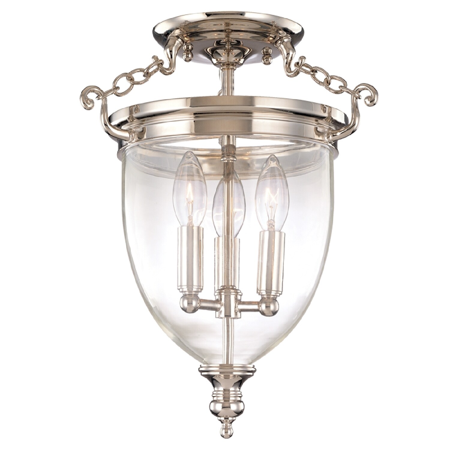 Hudson Valley Hanover 3-light Semi Flush， Polished Nickel - Mycitystee