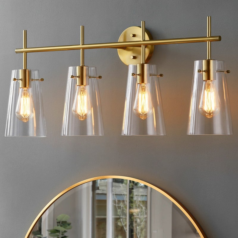 KAWOTI 4-Light Modern Bathroom Vanity Light with Glass Shade - Mycitystee