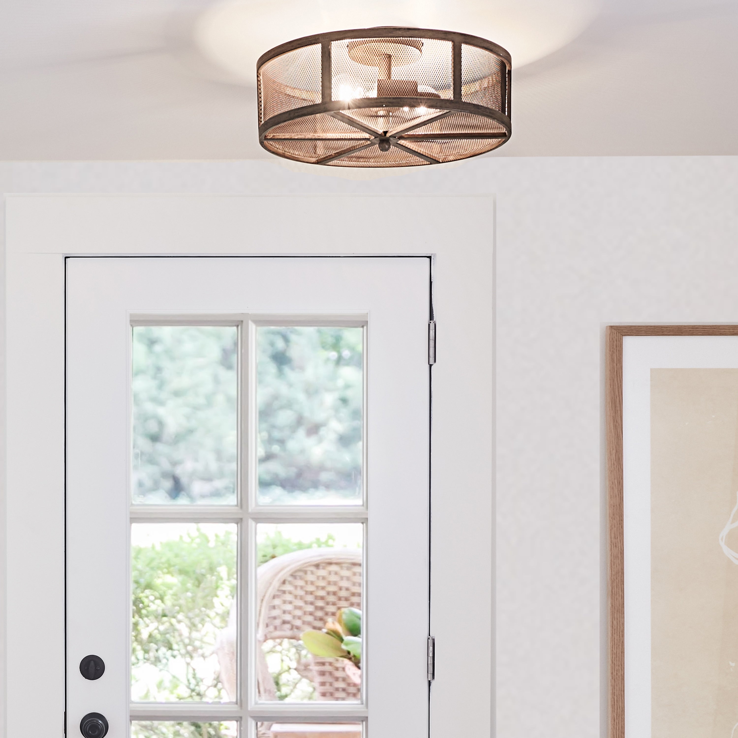 River of Goods Dixsie Brushed Metal Mesh Cage 16-inch Ceiling Light - 16