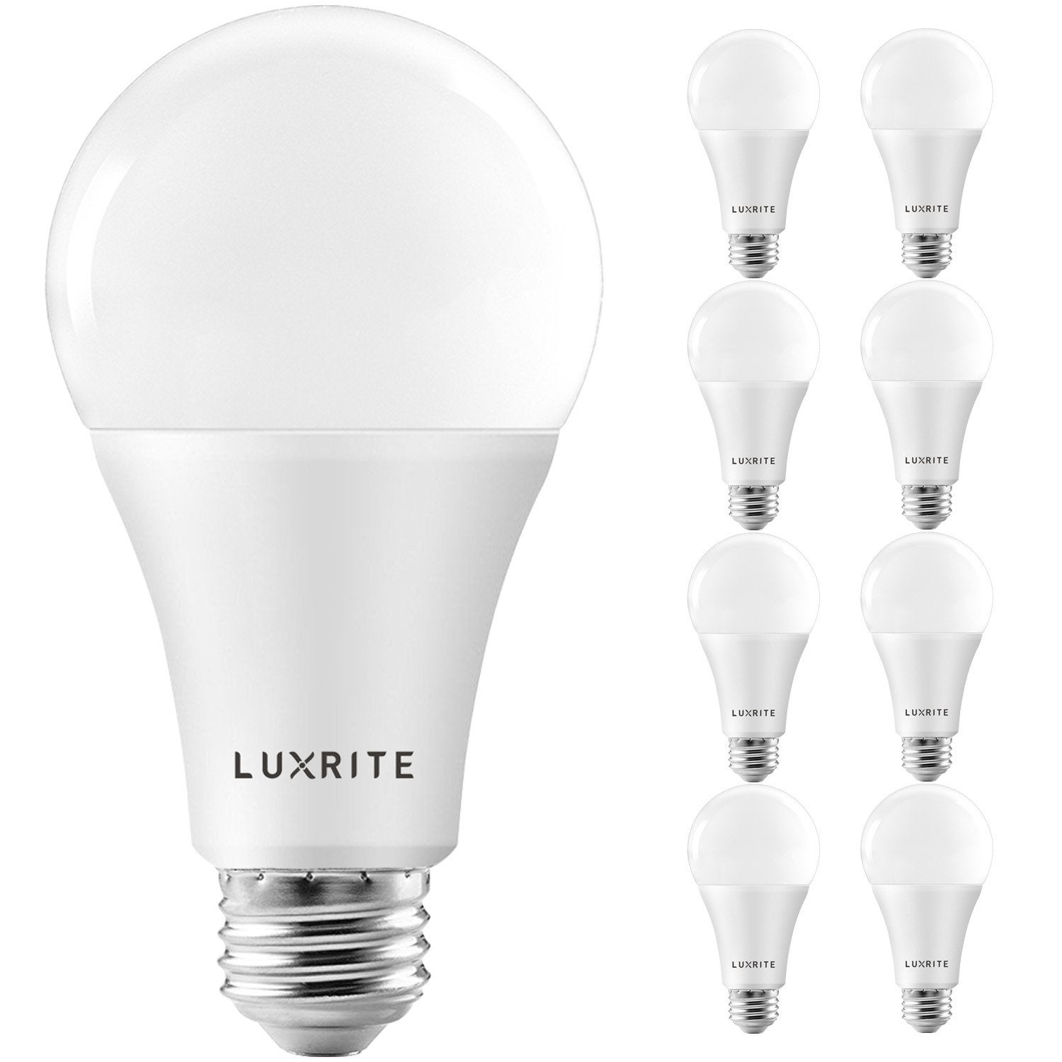 Luxrite A21 LED Bulbs 150 Watt Equivalent， 2550 Lumens， Damp Rated， Dimmable， Energy Star， E26 Base (8 Pack) - Mycitystee
