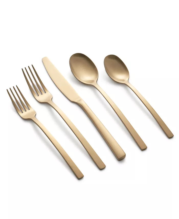 Cambridge Silversmiths Beacon Gold Satin 20-Piece Flatware Set， Service for 4 - Mycitystee