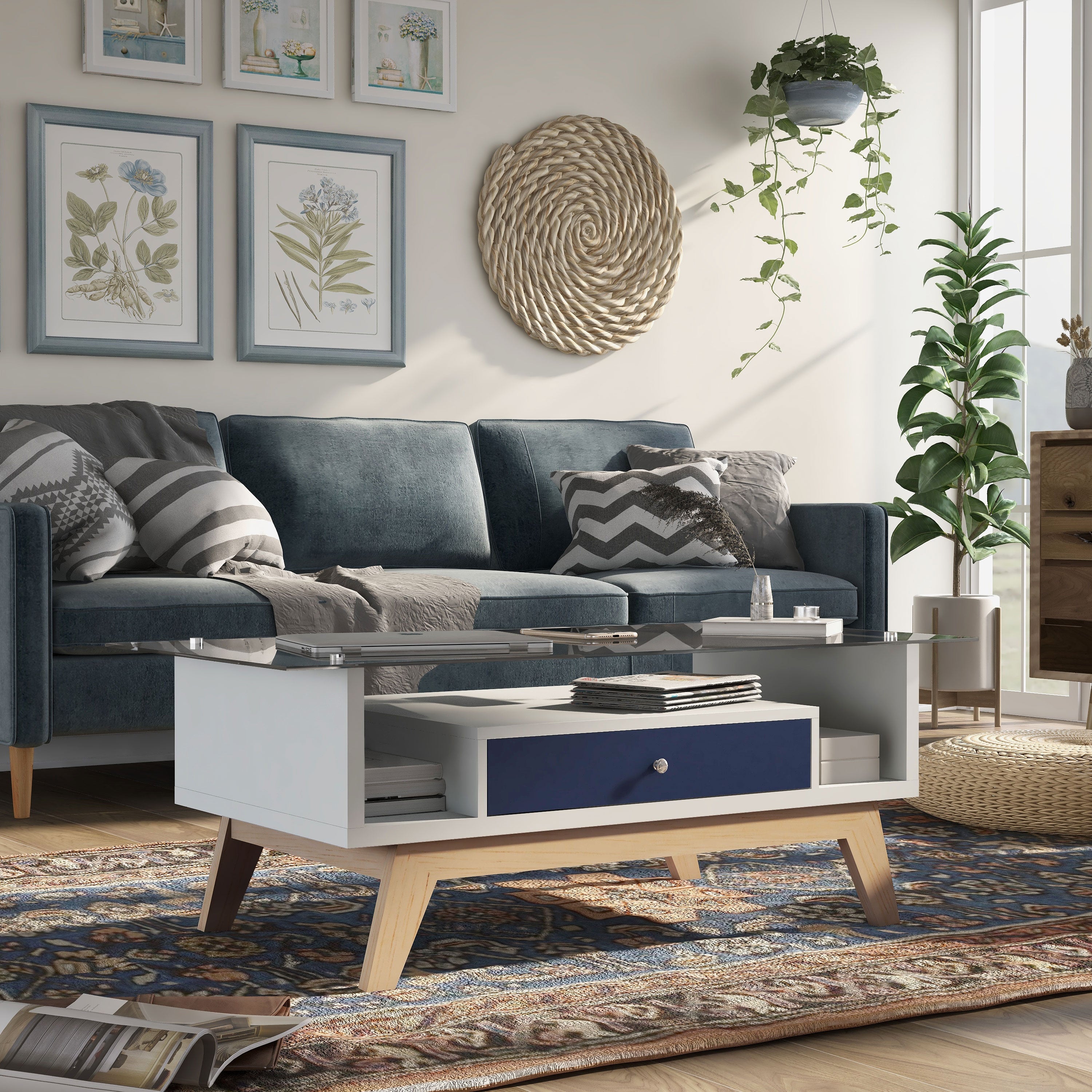Furniture of America Tevi Mid-century Modern 47-inch 1-shelf Coffee Table - Mycitystee