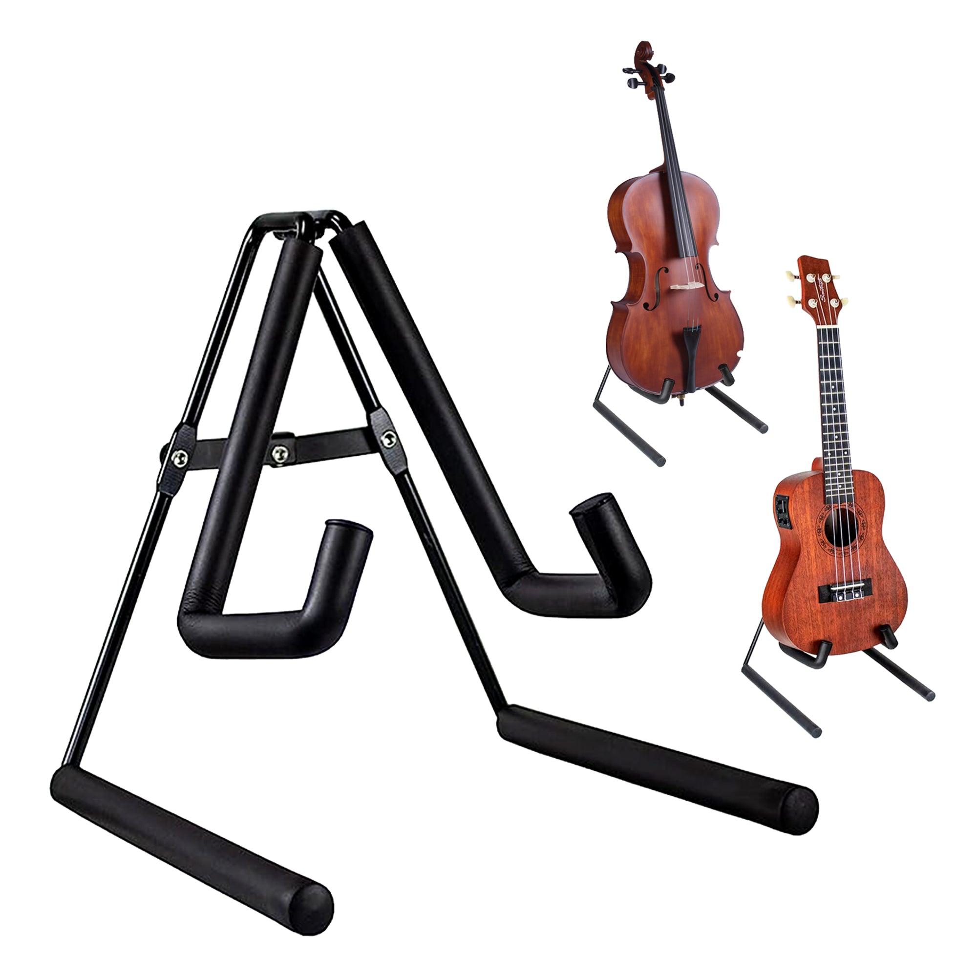 5 Core Ukulele Stand Black A Frame Holder | Lightweight Floor Stand for Uku, Mini Guitar, Banjo, Mandolin, Violin, Black | Anti-Slippery Base | Premiu - Mycitystee