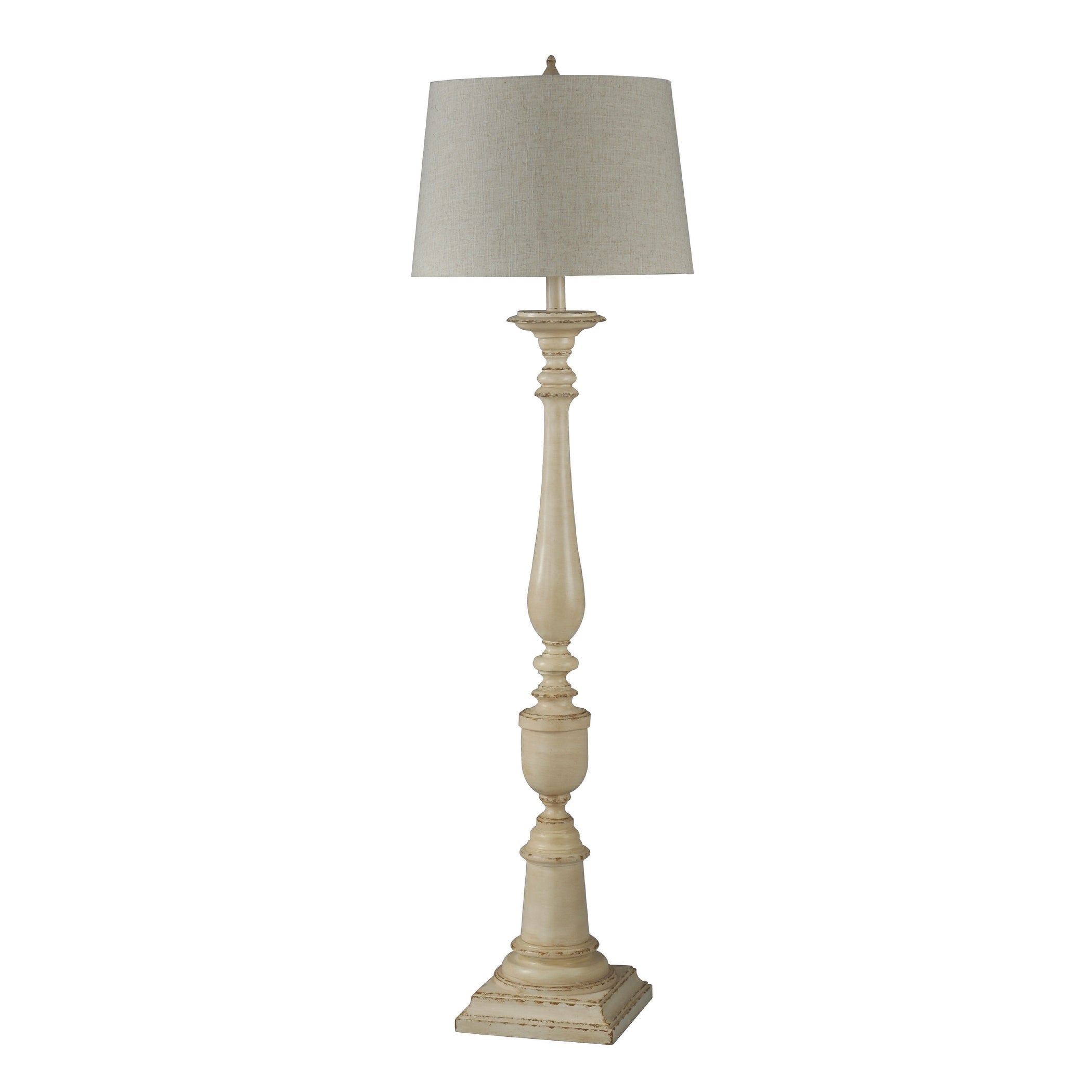 Bourgault - Antique French Farmhouse Floor Lamp - Avignon Beige Finish - Heather Oatmeal Empire Shade - Mycitystee
