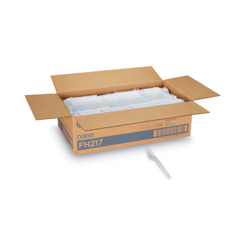 Dixie Plastic Cutlery， Heavyweight Forks， White， 1，000/Carton (FH217) - Mycitystee