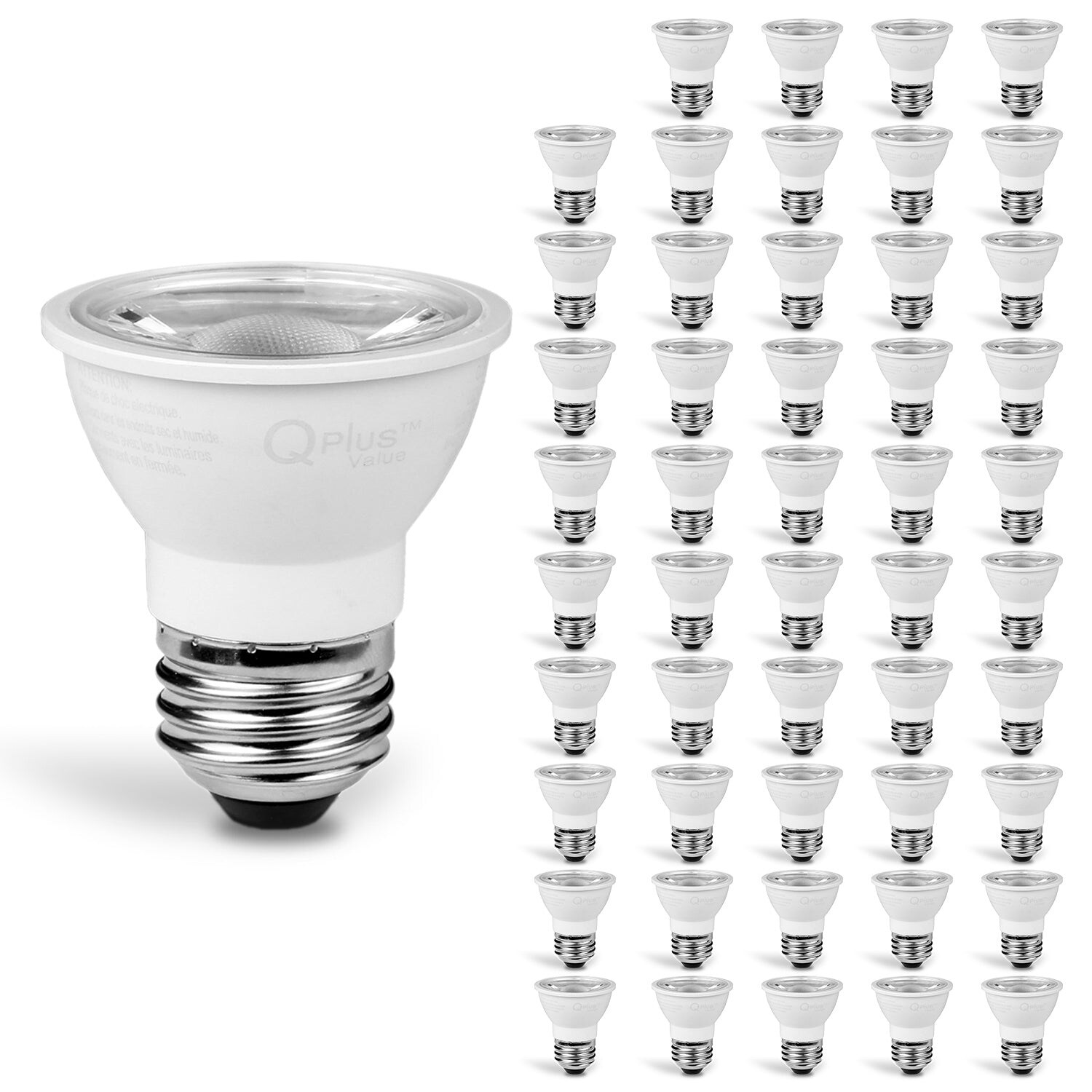 QPLUS PAR16 LED Bulb， 50W Equivalent， 500 Lumens， Dimmable， Enclosed Fixture Rated， ETL， Damp Rated， E26 Base (50 Pack) - Mycitystee