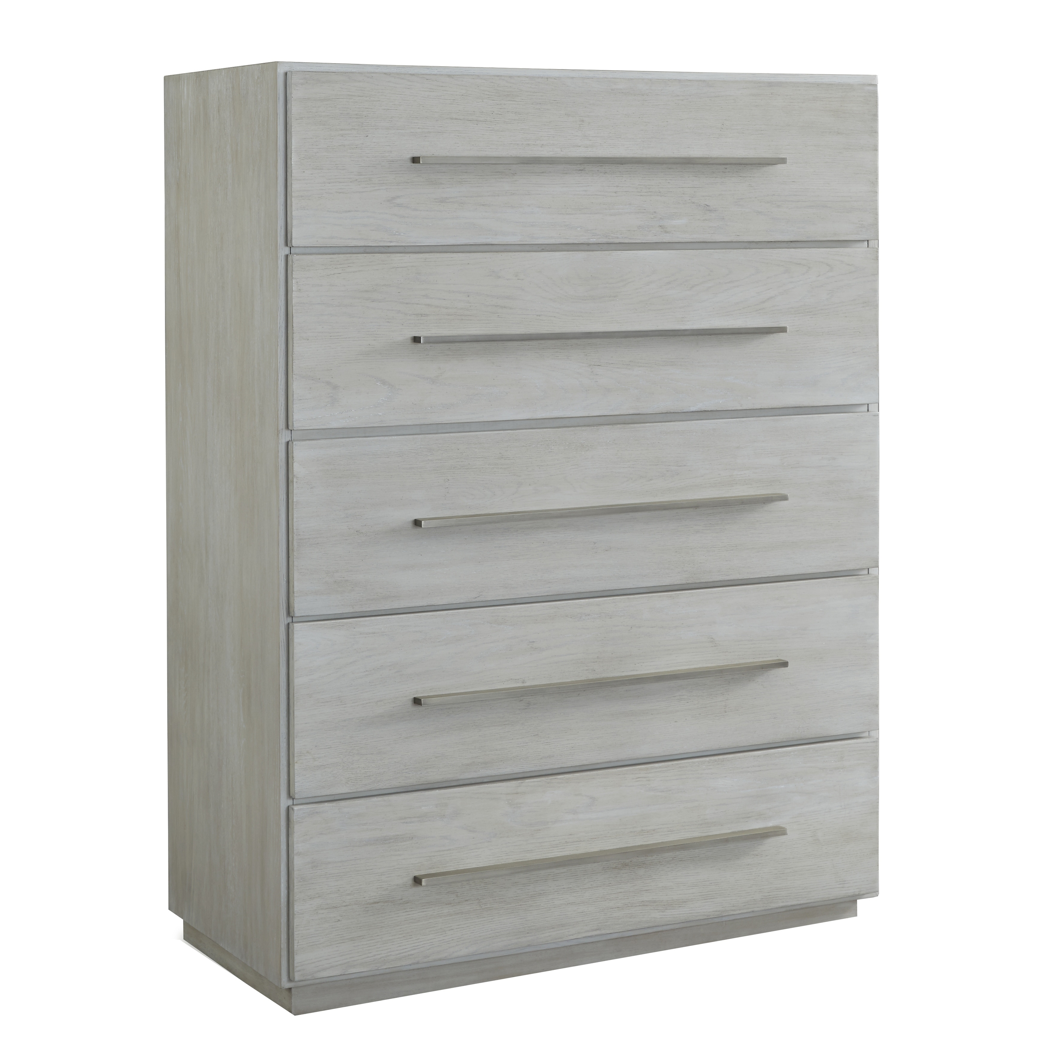 5 Drawer Miter Front Wooden Chest with Metal Bar Handles， Cotton Gray - - 31052541 - Mycitystee