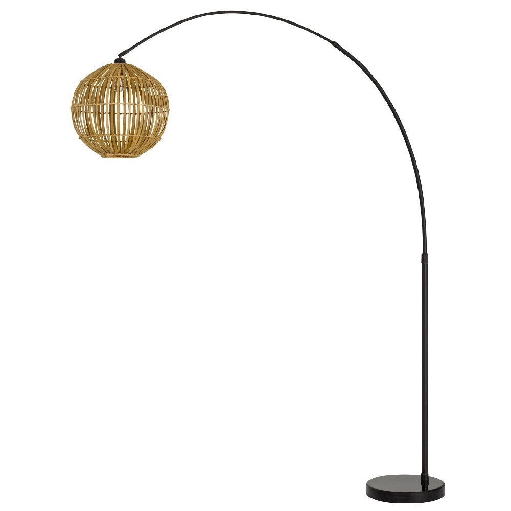 69 Inch Metal Arc Floor Lamp with Bamboo Shade， Beige - 68.1 L X 13.75 W X 84 H - Mycitystee