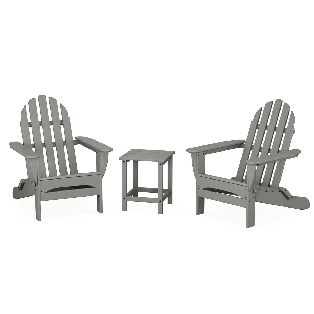 POLYWOOD Classic Folding Adirondack 3-Piece Set W/ Long Island 18-Inch Side Table - Mycitystee