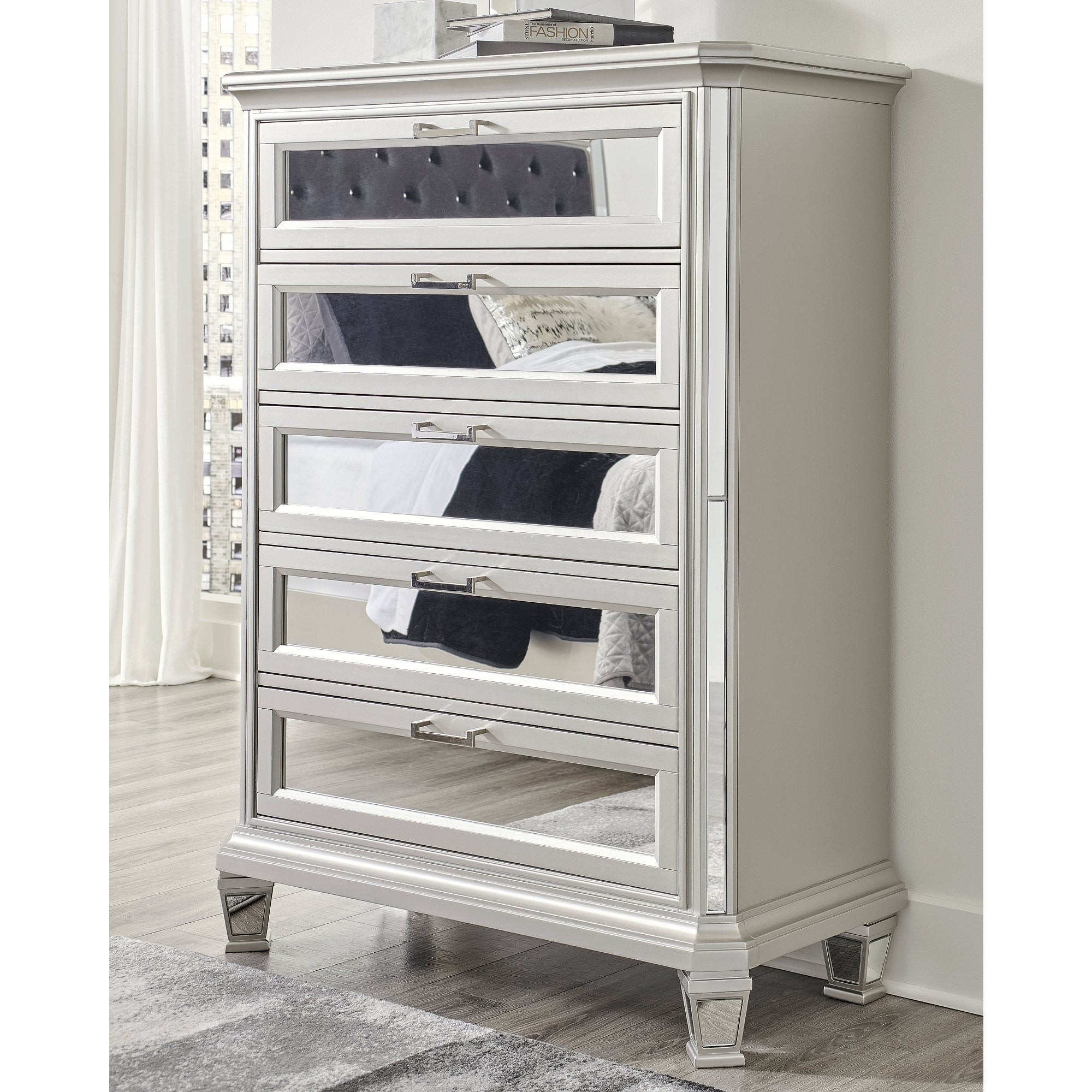 Ashley Furniture Lindenfield Silver 5 Drawer Chest - - 36339246 - Mycitystee
