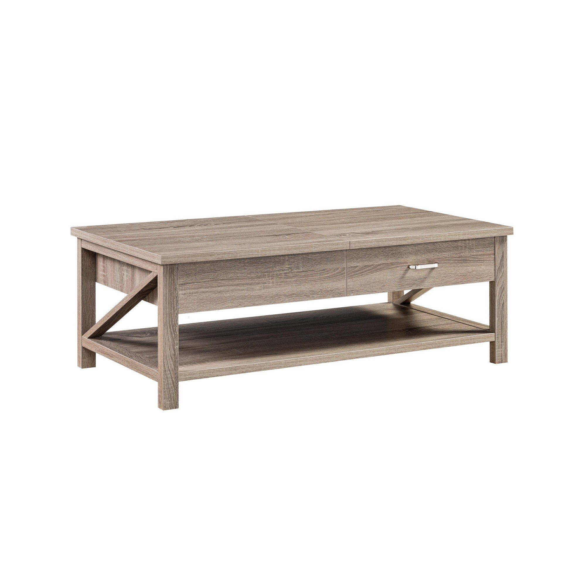 47 Inch Modern Coffee Table， Half Lift Top， Hidden Storage， Taupe Finish - Mycitystee