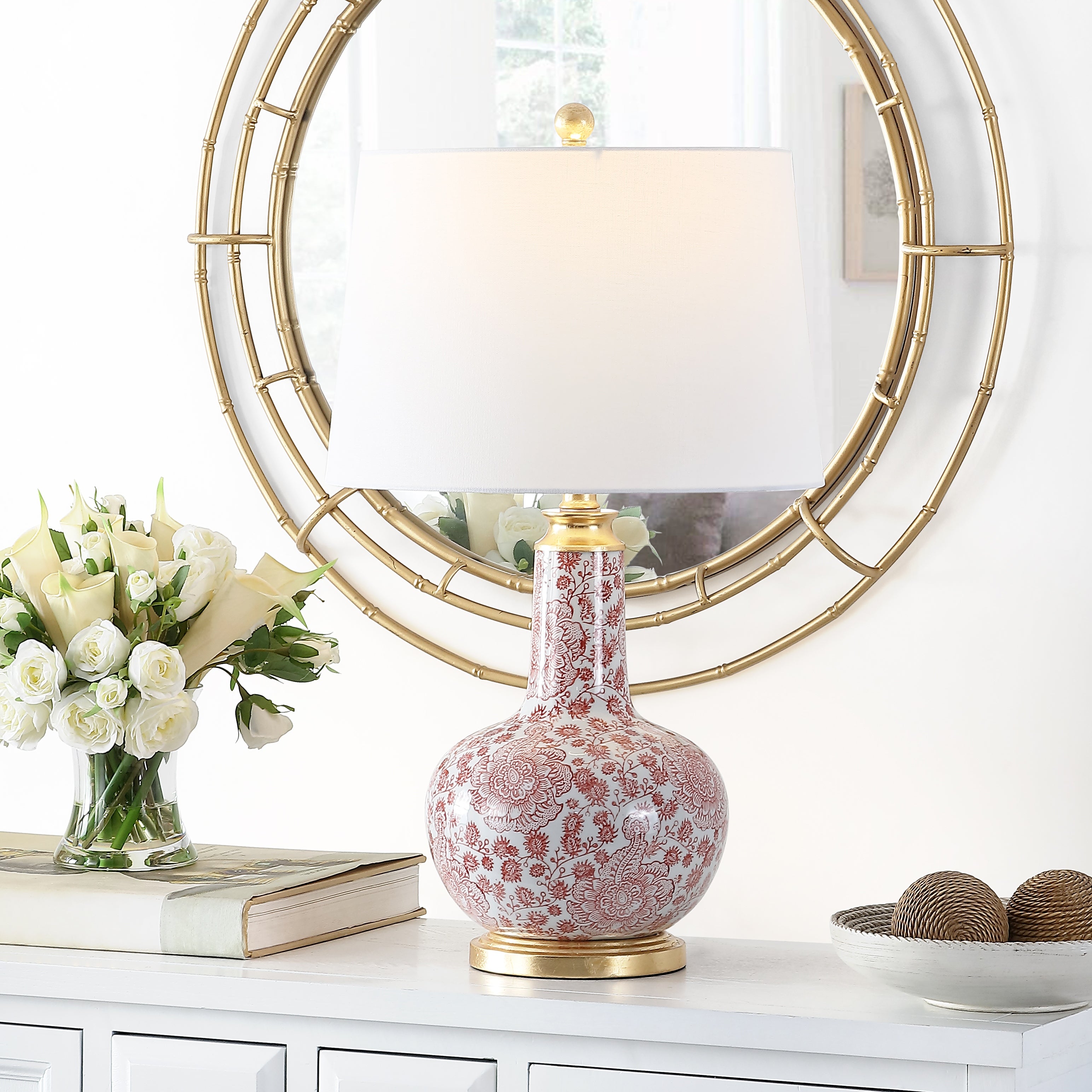 SAFAVIEH Lighting Leia 26-inch Ceramic Floral LED Table Lamp - 15