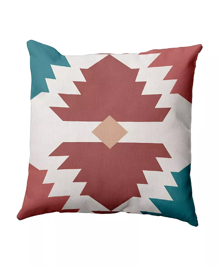 E by Design 16 Inch Rust and Blue Decorative Geometric Throw Pillow - Mycitystee