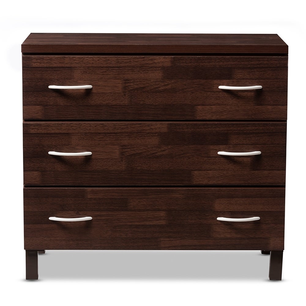 Maison Modern and Contemporary Oak Brown Finish Wood 3-Drawer Storage Chest - - 35413360 - Mycitystee