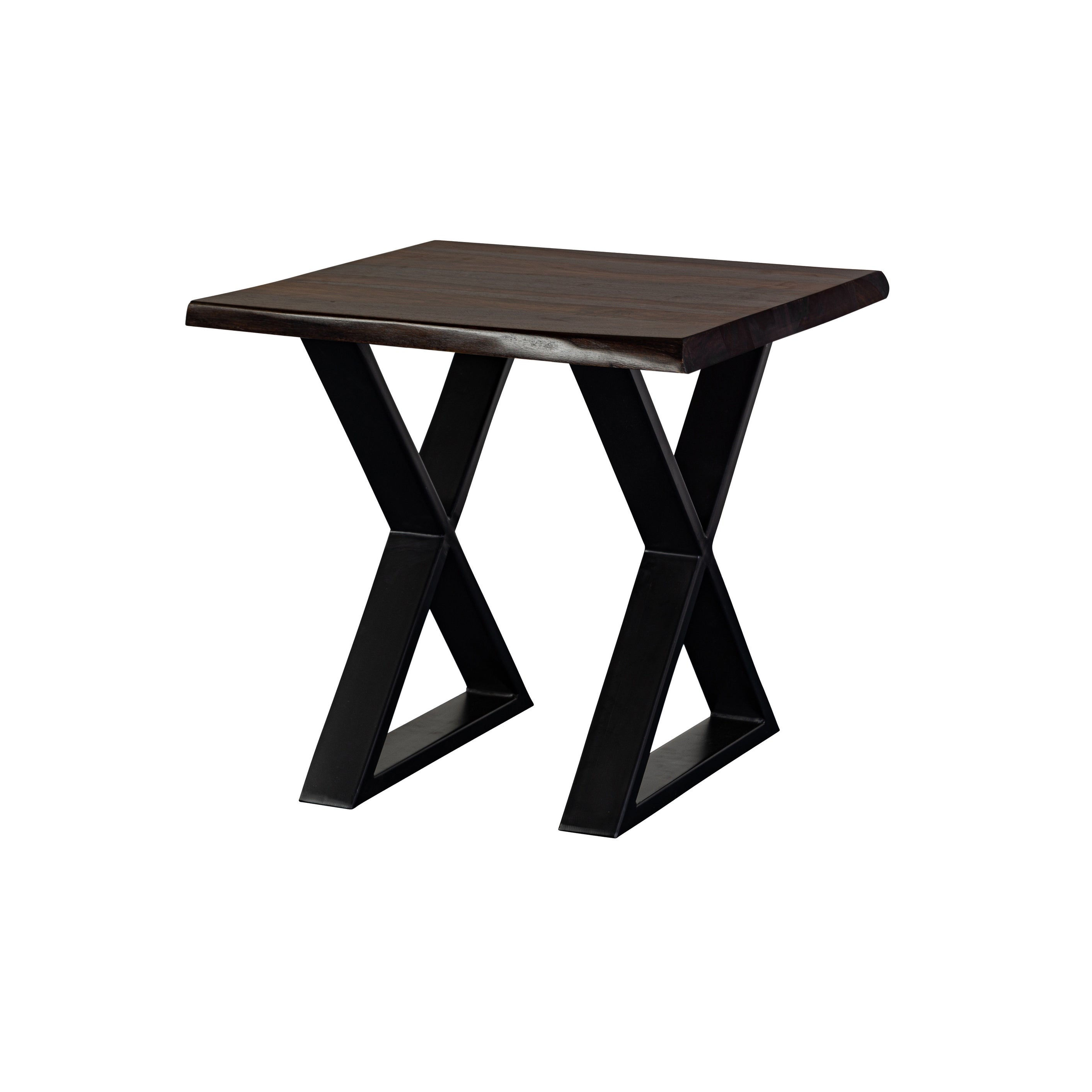 Porter Designs Manzanita Transitional Solid Wood X-Leg End Table， Gray - Mycitystee