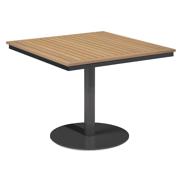 Oxford Garden Travira 38-Inch Square Bistro Table w/ Carbon Finish and Natural Tekwood Top - Mycitystee