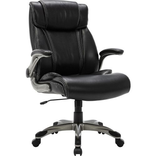 Lorell Soho Flip Armrest High-back Leather Chair (81803) - Mycitystee