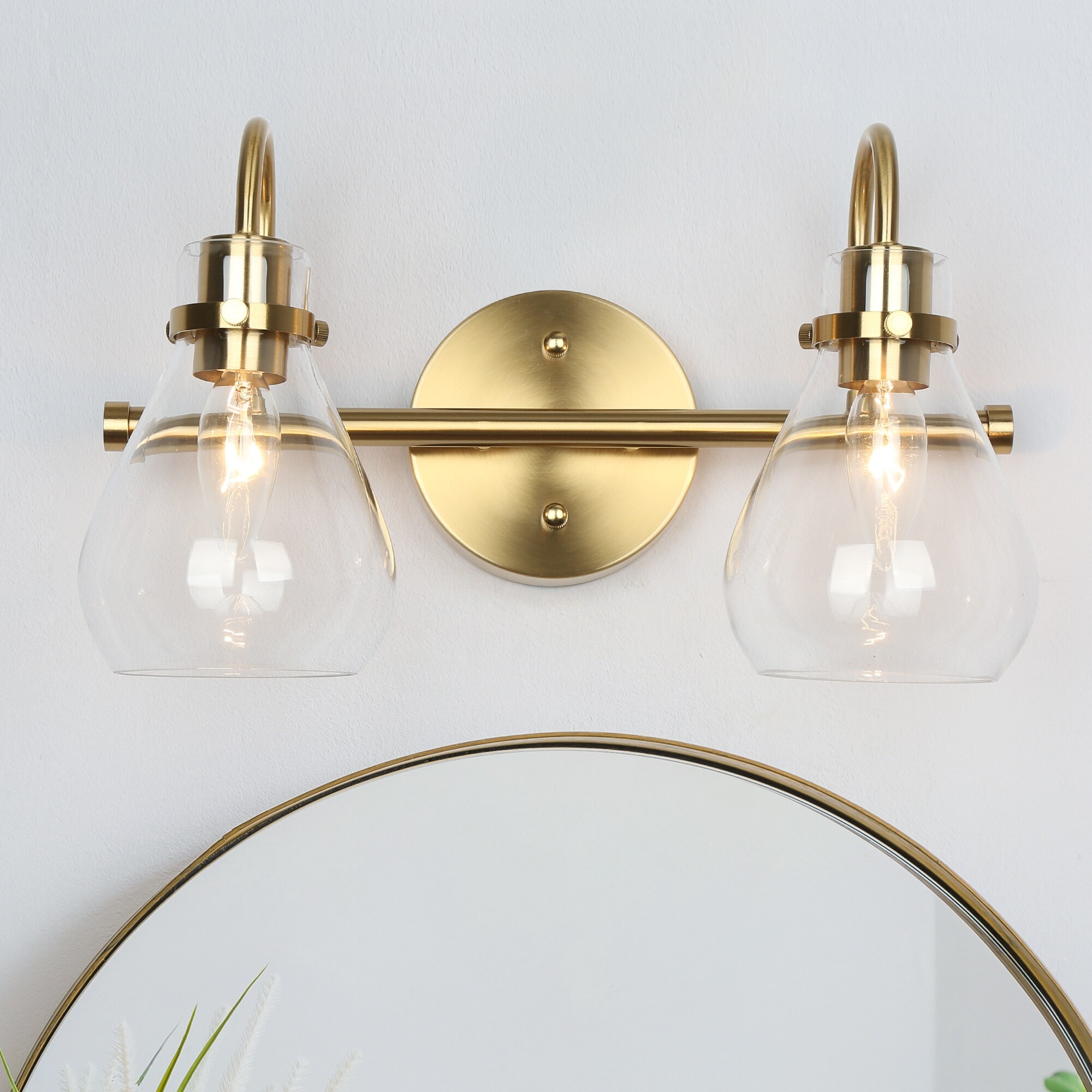 Nalia Modern Brass Gold Bathroom Vanity Light Linear Glass Wall Sconces for Powder Room - Mycitystee