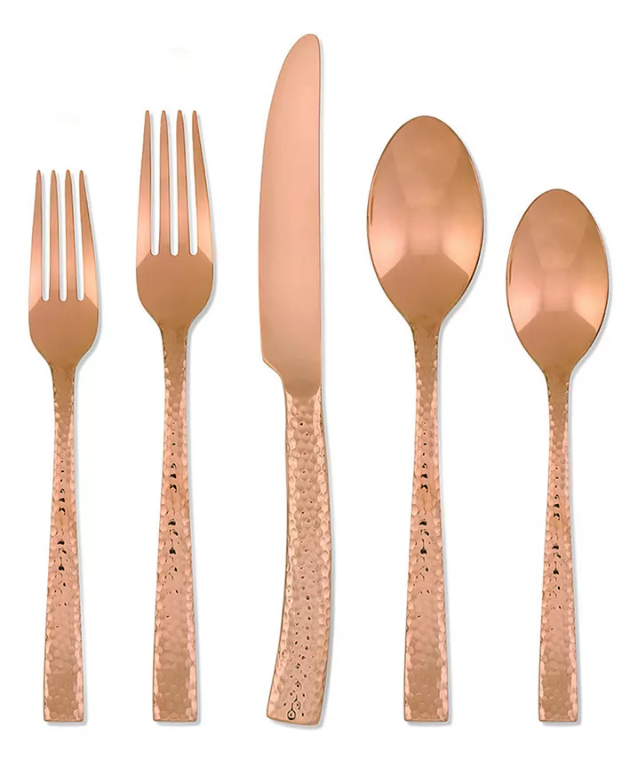 Hampton Forge Argent Orfandegravevres Paris Hammered  Copper 20-Pc. Flatware Set， Service for 4 - Mycitystee