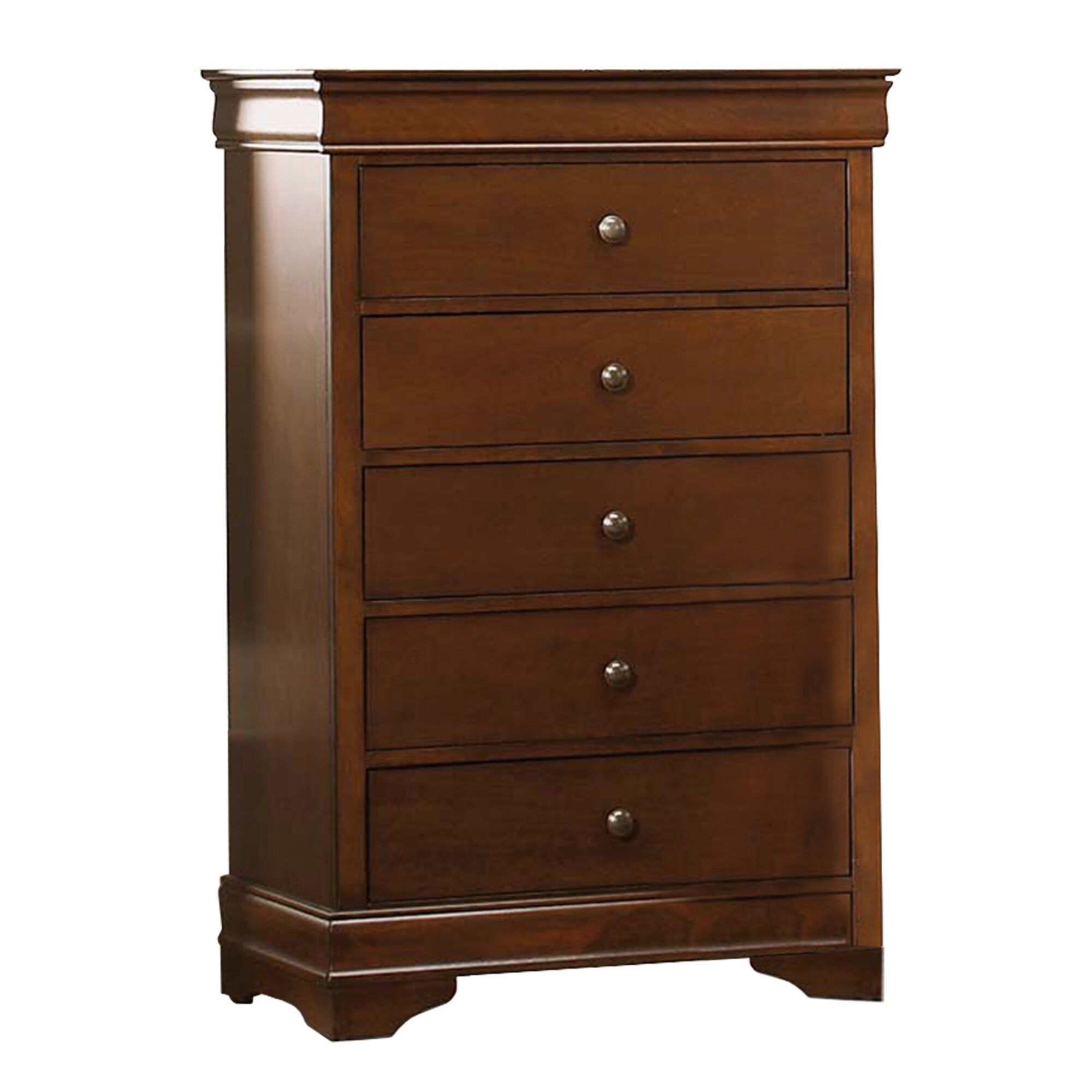Transitional Style Wooden Chest With 5 Drawers， Cherry Brown - - 35869259 - Mycitystee