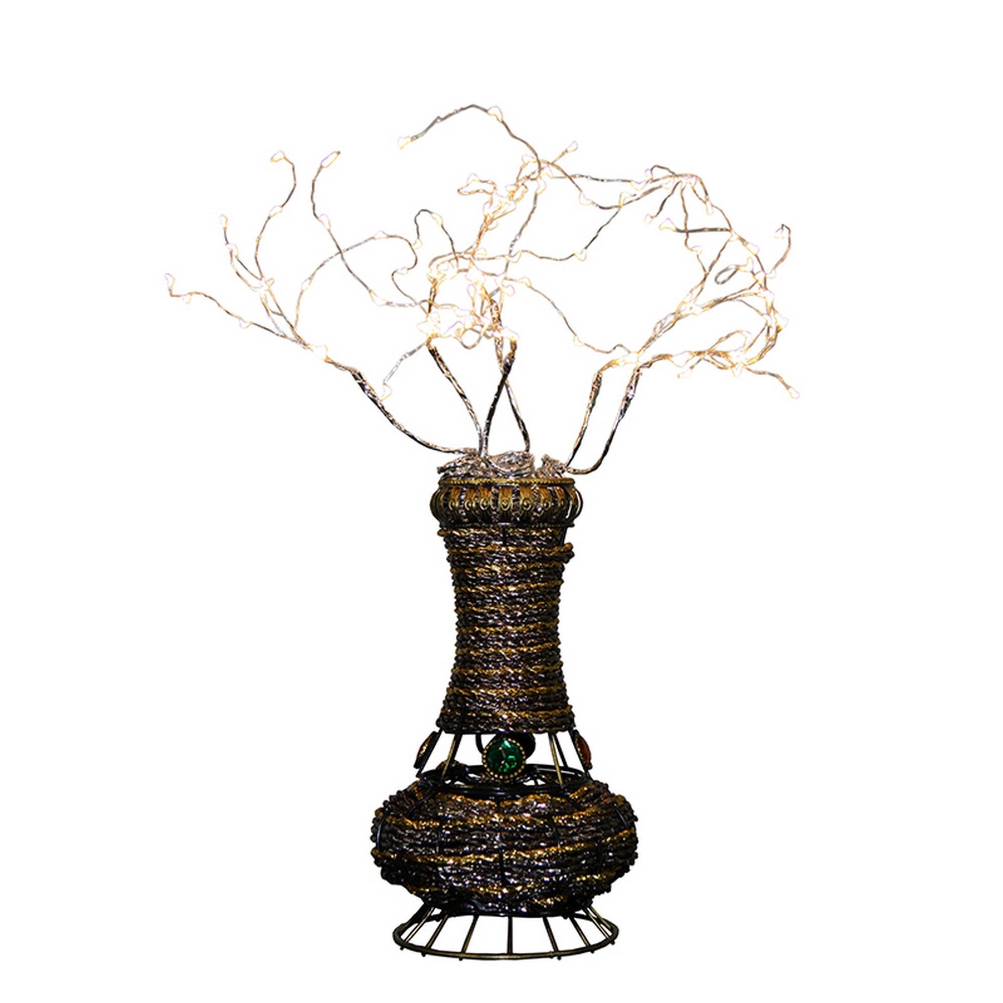 Tree Table Lamp with Aluminum Wire and Multiple LED， White - Mycitystee