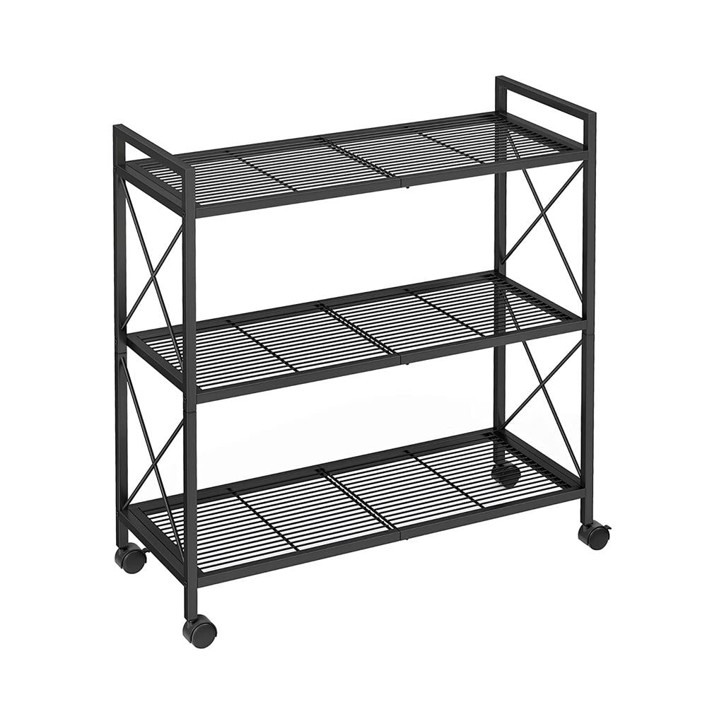 SONGMICS 3-Tier Metal Storage Rack with WheelsBlack/12.6 x 31.5 x 33.7 Inches - Mycitystee