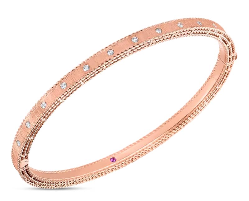 Roberto Coin 18KT Rose Gold Princess Bangle With Diamonds - Mycitystee