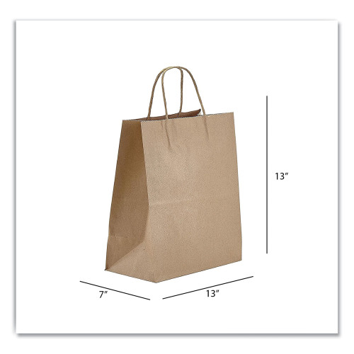 Prime Time Packaging Kraft Paper Bags， Jr. Mart， 13 x 7 x 13， Natural， 250/Carton (NK13713) - Mycitystee