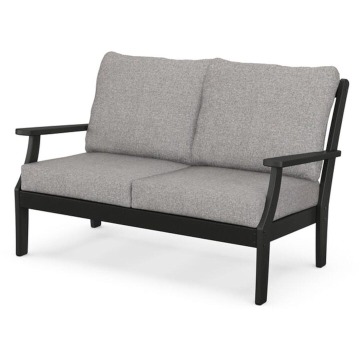 POLYWOOD Braxton Deep Seating Settee in Black / Grey Mist - Mycitystee
