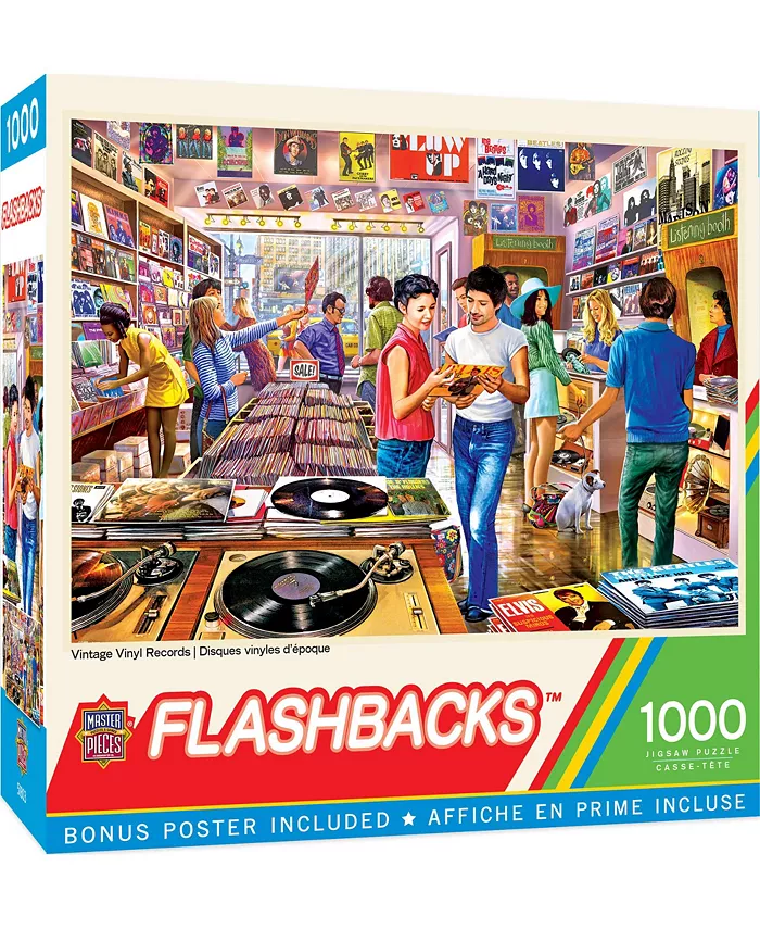 MasterPieces Puzzles Flashbacks - Vintage Vinyl Records 1000 Piece Puzzle - Mycitystee