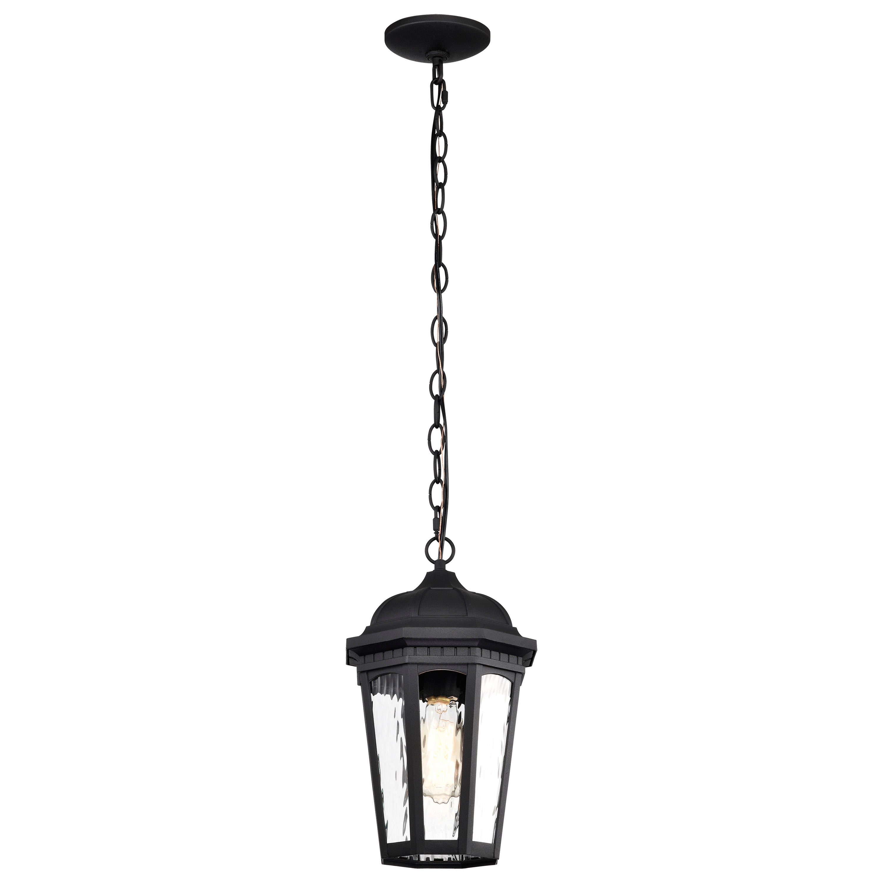 East River Outdoor Hanging Light Matte Black Finish Clear Water Glass - Mycitystee