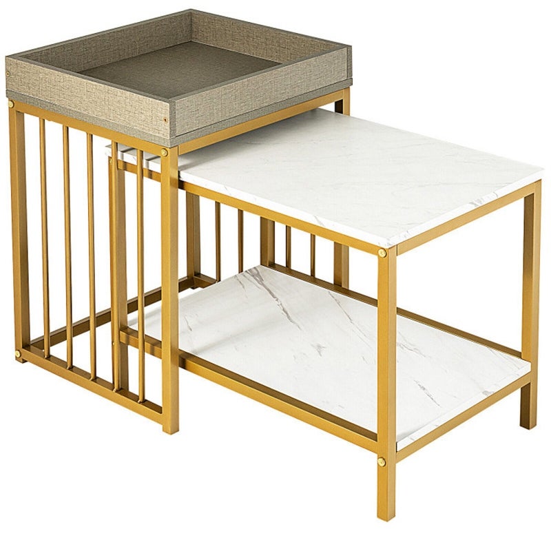 Nesting Coffee Table Set of 2 for Living Room - Mycitystee