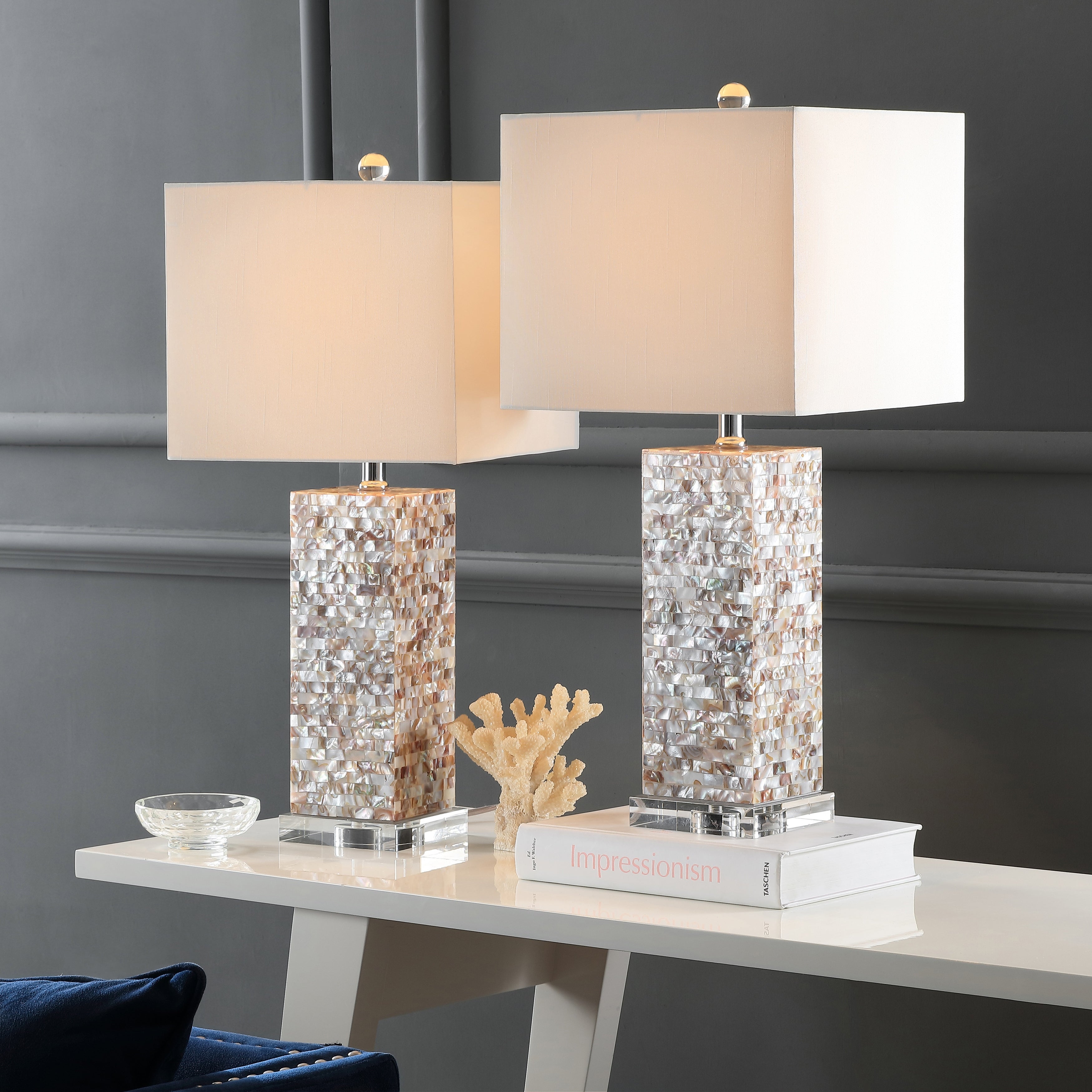 SAFAVIEH Lighting Homer Capiz Shell 26-inch Table Lamp (Set of 2) - 11.5