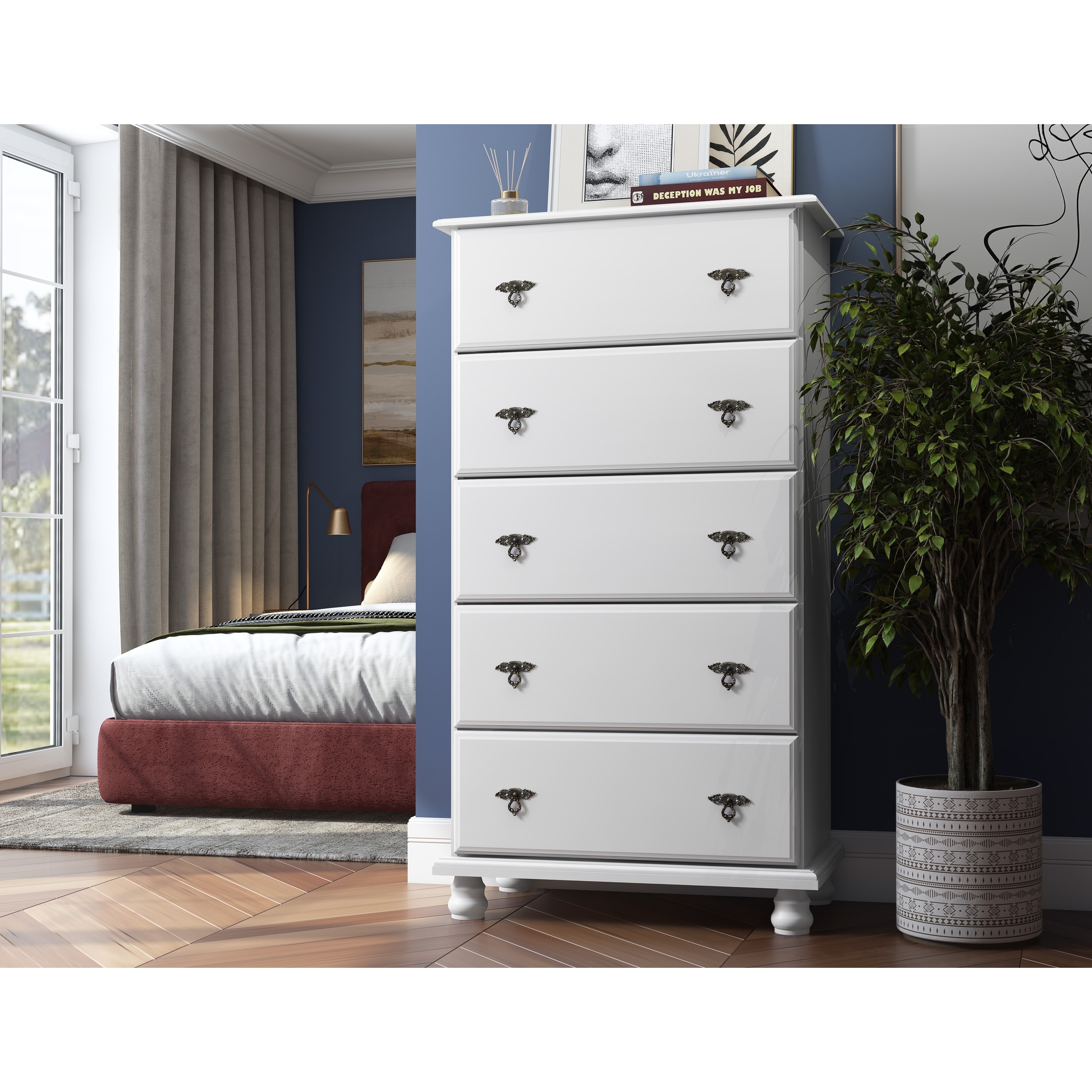 100% Solid Wood Traditioinal Kyle 5-Jumbo Drawer Chest by Palace Imports - - 36782963 - Mycitystee