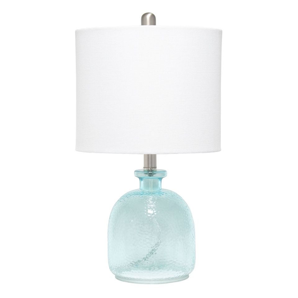 Lalia Home Hammered Glass Jar Table Lamp with White Linen Shade - Mycitystee
