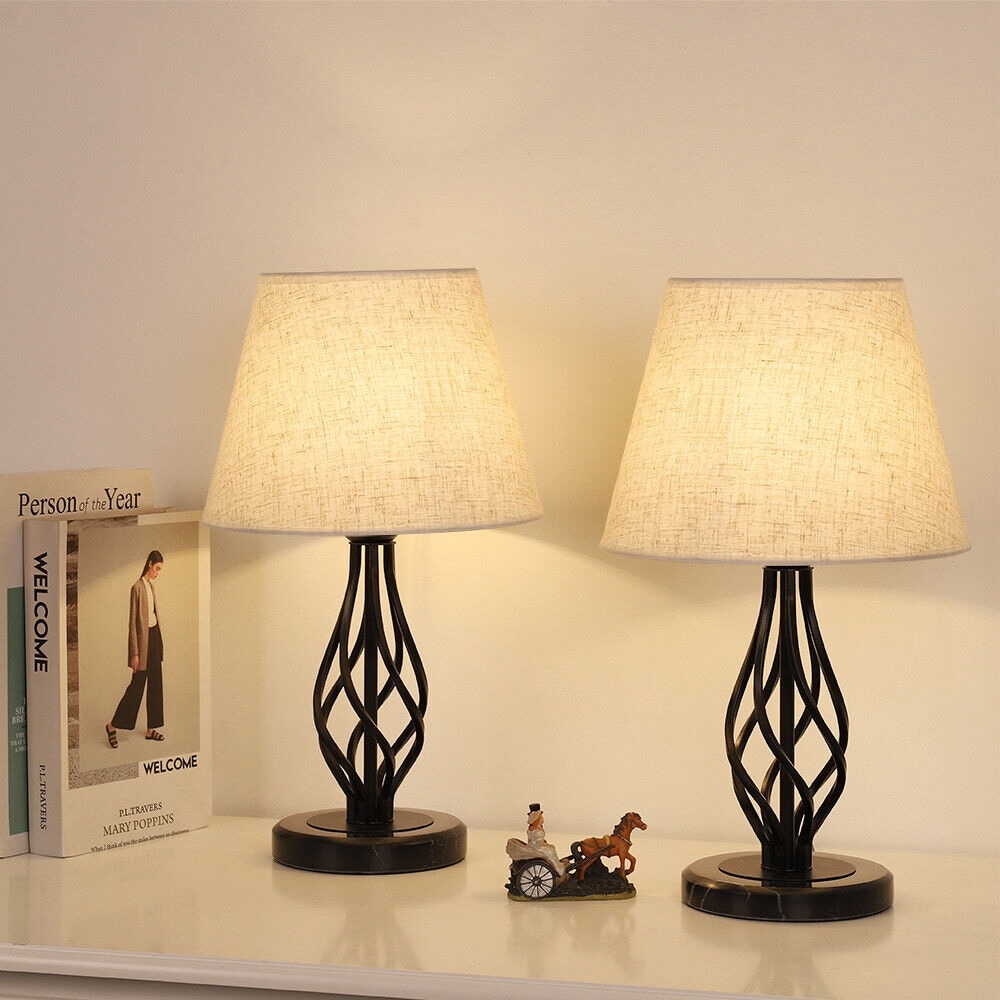 Set of 2 Table Lamps Spiral Cage Design Base Vintage - 5.5
