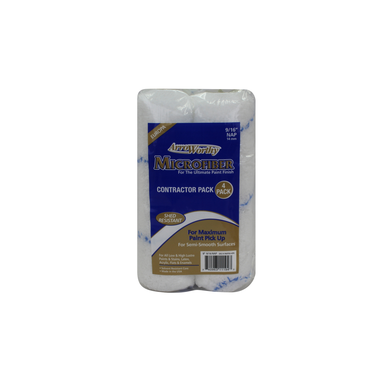 ArroWorthy Microfiber 9 in. W X 9/16 in. Paint Roller Cover 4 pk - Mycitystee