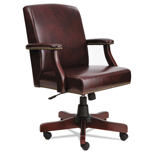 Alera Traditional Series Mid-Back Chair， Supports up to 275 lbs， Oxblood Burgundy Seat/Oxblood Burgundy Back， Mahogany Base (TD4236) - Mycitystee