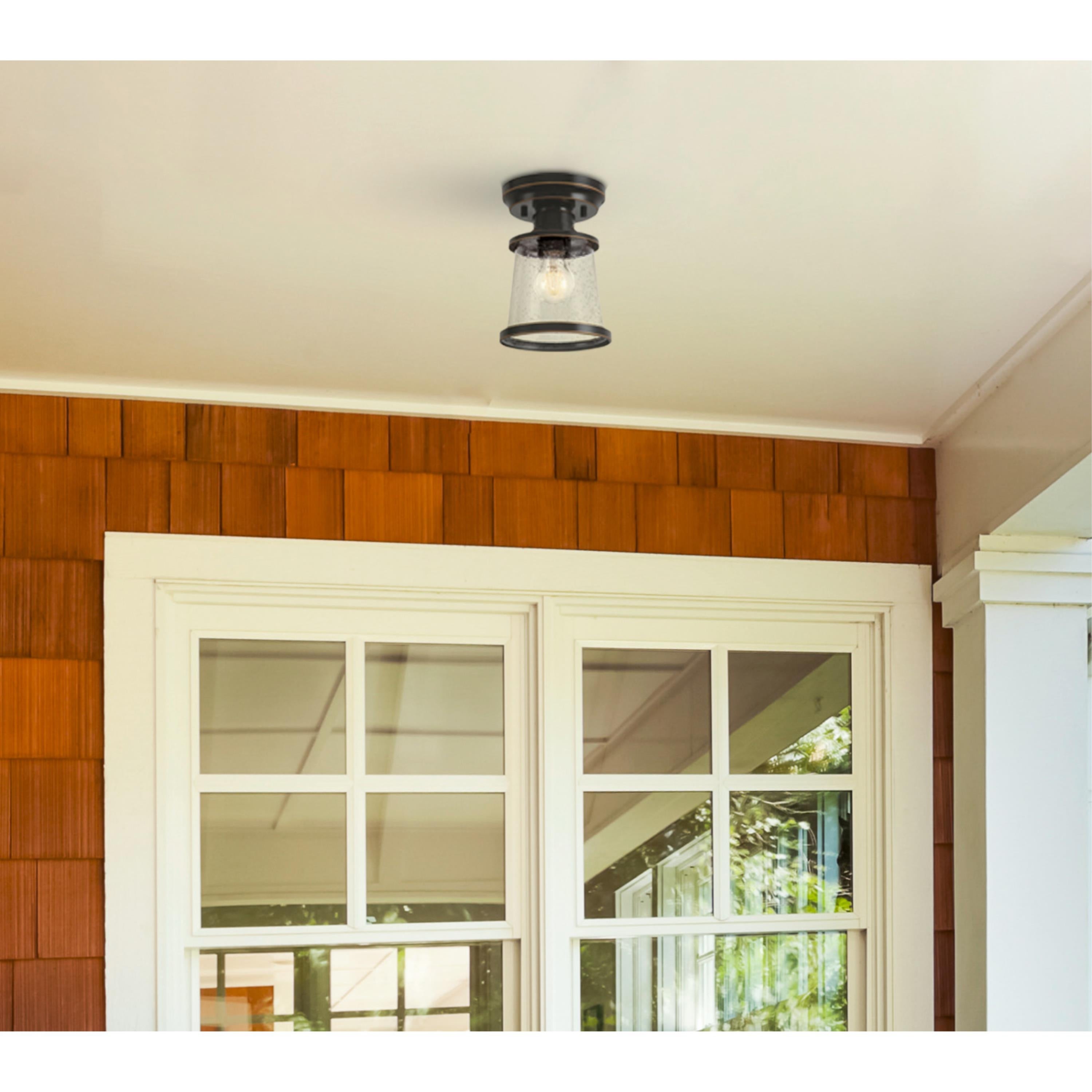 Westinghouse Lighting Emma Jane 7-Inch One-Light Outdoor Semi-Flush Mount， Amber Bronze Finish with Clear Seeded Glass - 1-Light - Mycitystee
